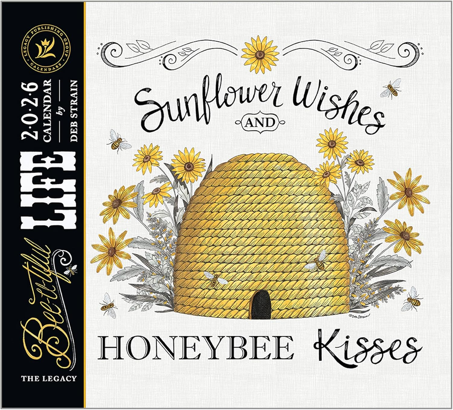 Legacy Publishing Group 2026 Wall Calendar 12-Month Schedule Organizer 12 X 13 Inch Paper with Brass Grommet Bee-U-Tiful image number 3