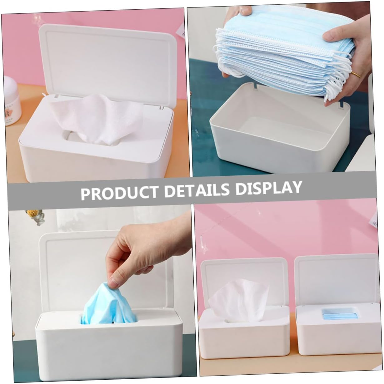 CHILDWEET Mask Storage Box for Home Mask Holder Case Multifunctional Box Capacity Dustproof Beautiful Lid Design image number 4