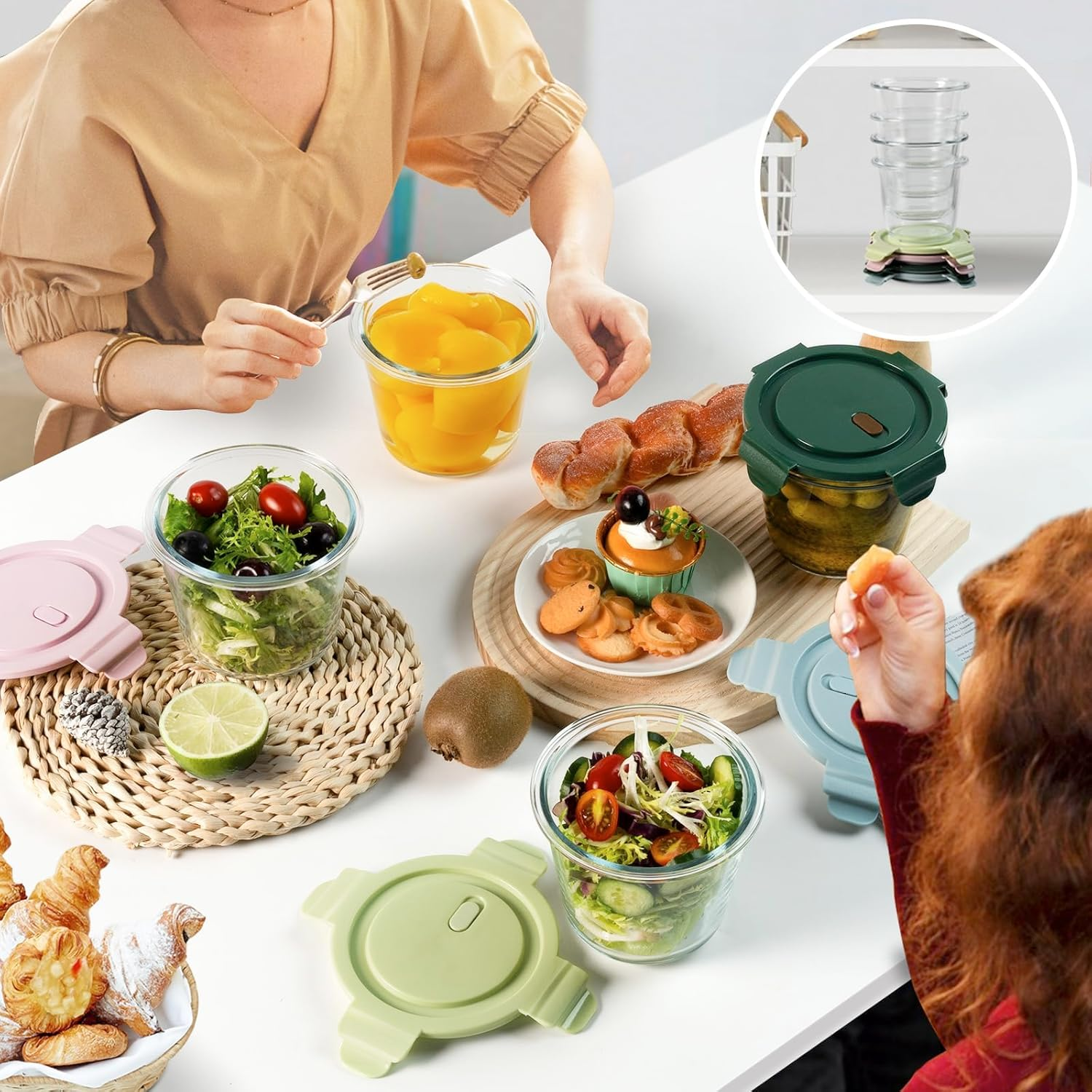 Glass Meal Prep Containers with Lids - Airtight Borosilicate Glass Food Storage Containers for Soup & Leftovers, Bpa-Free, Heat-Resistant, Microwave & Dishwasher Safe (23 Oz, 4 Pack) image number 5