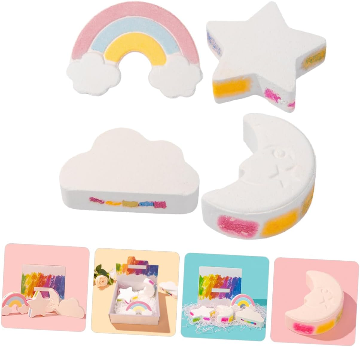 COOLHIYA 4Pcs Cute Bubble Making Bath Salt Bomb Portable Fragrance for Relaxing image number 4
