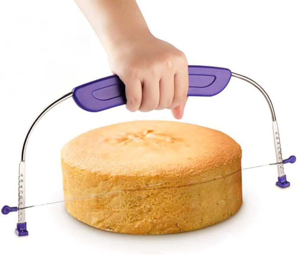 Adjustable Cake Levcake Cutter Slicer Leveler, 9 Different Height Premium Food Grade Stainless Steel Double Wires Cake Cutter/Slicer/Adjustable Cake Leveler for Leveling and Molding (Purple)
