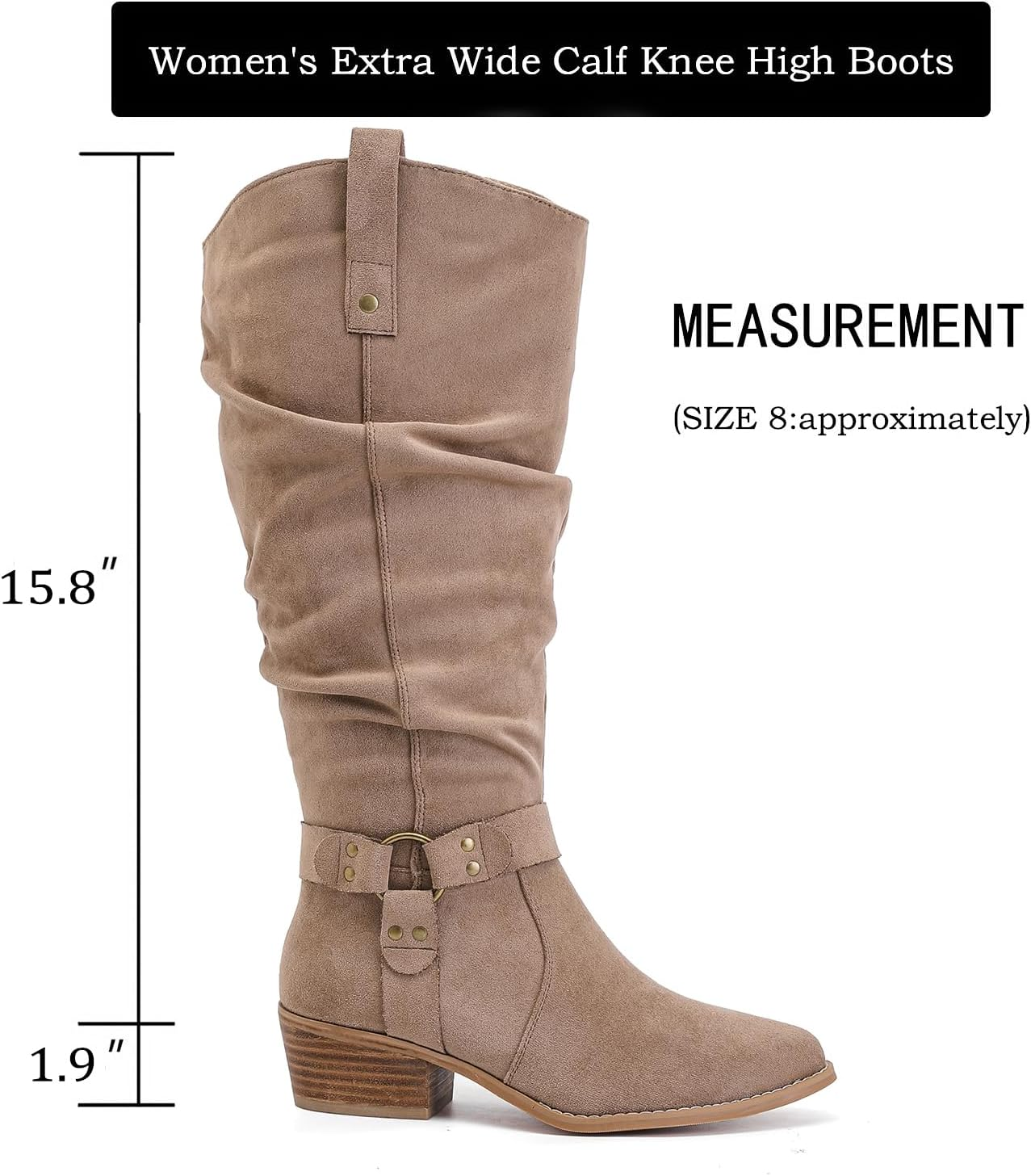 Luoika Women'S Extra Wide Calf Knee High Boots, Wide Width Slouchy Knee-High Boots., Beige 109, 10 X-Wide image number 5