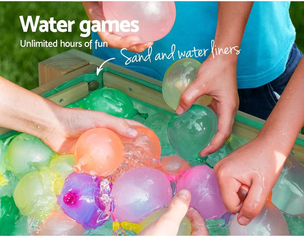 Keezi Kids Sandpit, Wooden Water Table Pit Play Toys Sandcastle Sandbox Garden Patio Beach Activity Outdoor Toy Games, with Canopy Ground Sheet Nature Wood image number 4