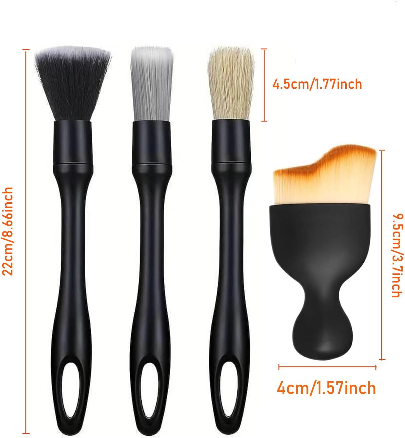 SILHOL Car Brush 4 Pieces, Car Interior Clean Brush Tools, Auto Interior Dust Brush, Car Detailing Soft Bristles Brush for Automotive Dashboard, Air Conditioner Vents, Scratch Free