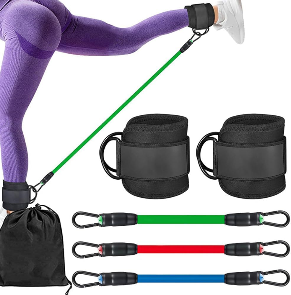 Ankle Resistance Bands with Cuffs and Storage Bag, 10 Lbs 20 Lbs 30 Lbs 3 Different Pound Fitness Training Ankle Strap, Women Exercise Equipment, Black image number 6