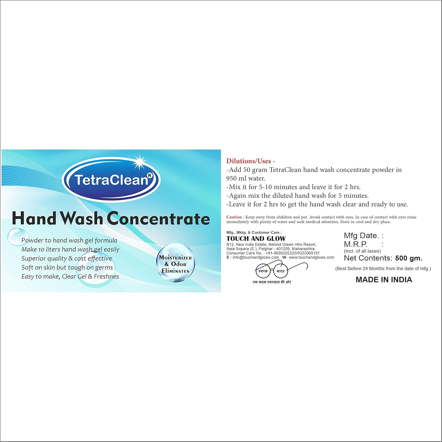 Tetraclean Hand Wash Concentrate Powder for Formulation of 10 L Handwash Gel in Lavender Fragrance(500 Gm) image number 1