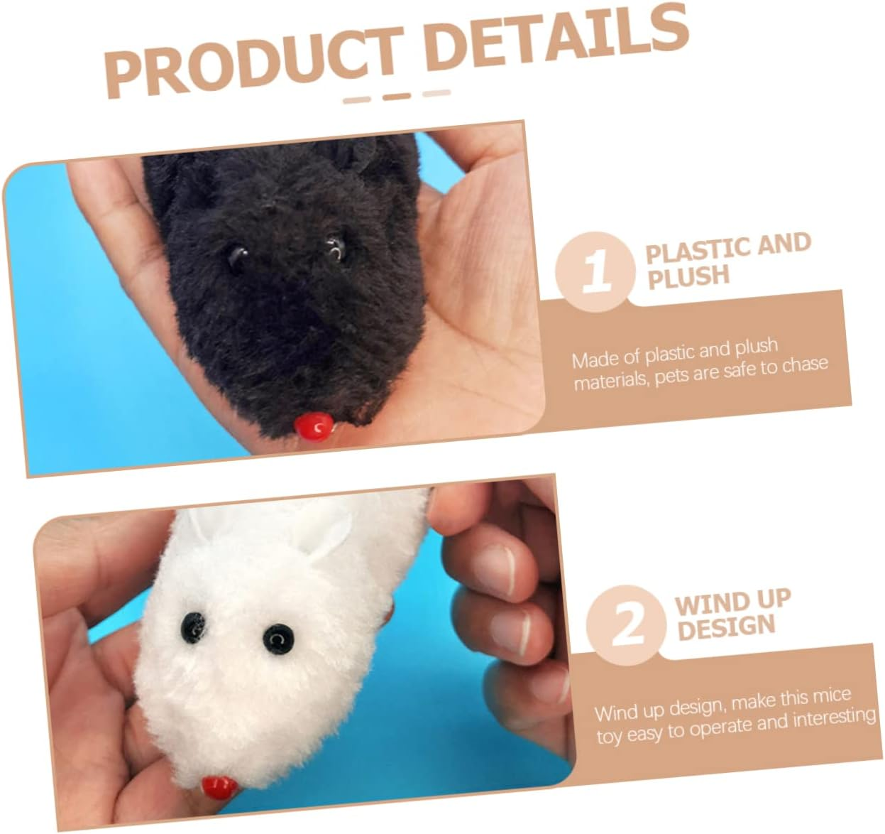 INOOMP Halloween Wind up Mouse Cat Toy 4 Pack Kitten Toys for Indoor Cats Moving Cat Mice Toys No Battery Required image number 5