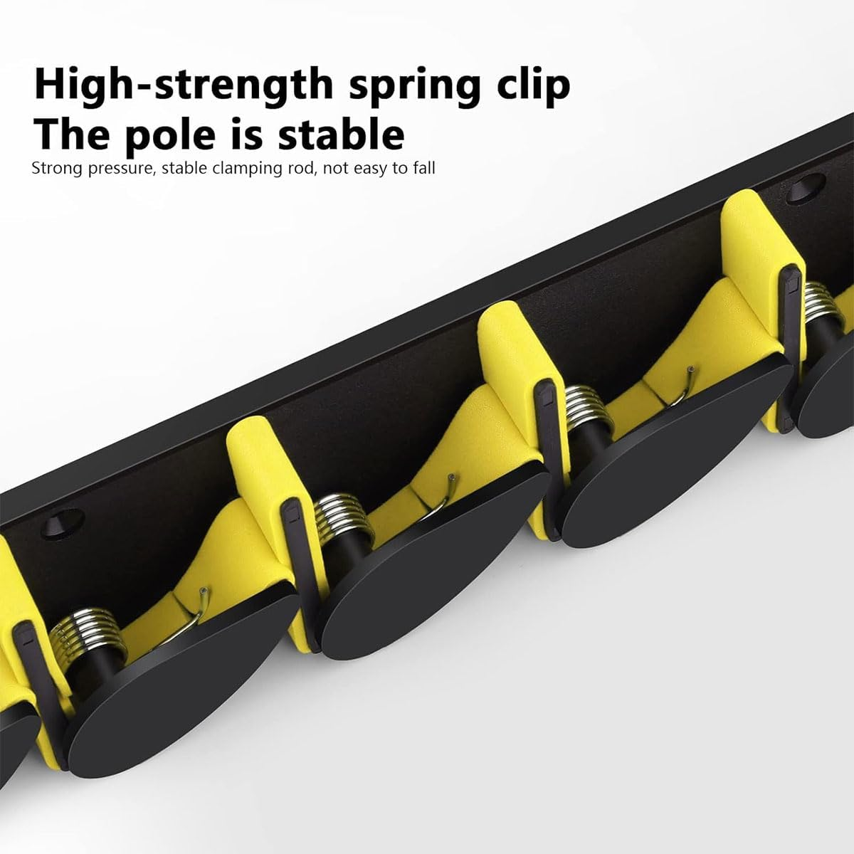 AIMALL Fishing Rod Rack, Holds 6 Rods, Snap - Design Spring Clips, 12.4&times;2.5&times;1.8In, Vertical/Horizontal Mount, Plastic Bracket for Tackle Storage - Yellow image number 6