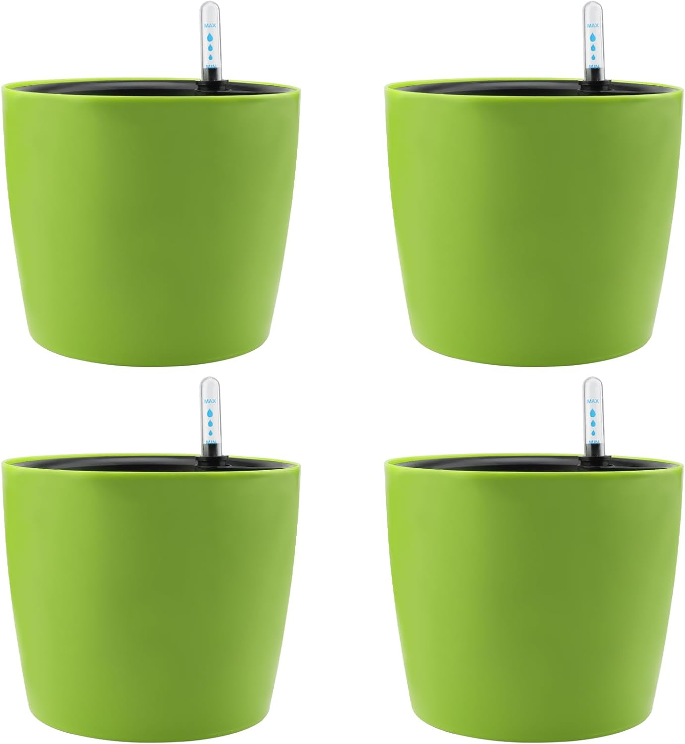 JOIKIT 4 Pack 7 Inches Self Watering Planter, White Plant Flower Pots with Water Level Indicator, Self Watering Pots for Indoor & Outdoor Succulents Plants Herb Garden