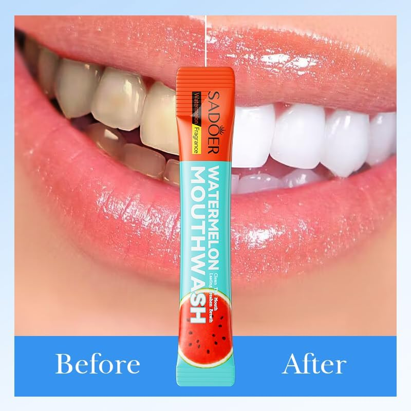 Portable Watermelon Mouthwash, 20 Pack, 10Ml Single-Use Portions, Fresh Breath Formula image number 1