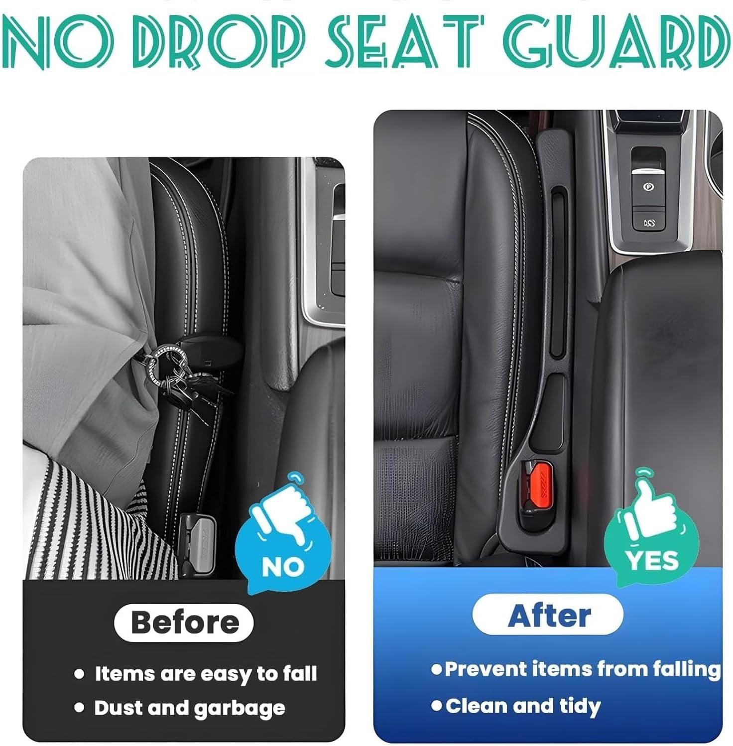 Car Seat Gap Filler of 2, Soft Foam Multifunctional Seat Side Gap Filler with Phone Holder Organizer Fill the Gap between Seat and Console Stop Things from Dropping Drop Blocker (Black) image number 5