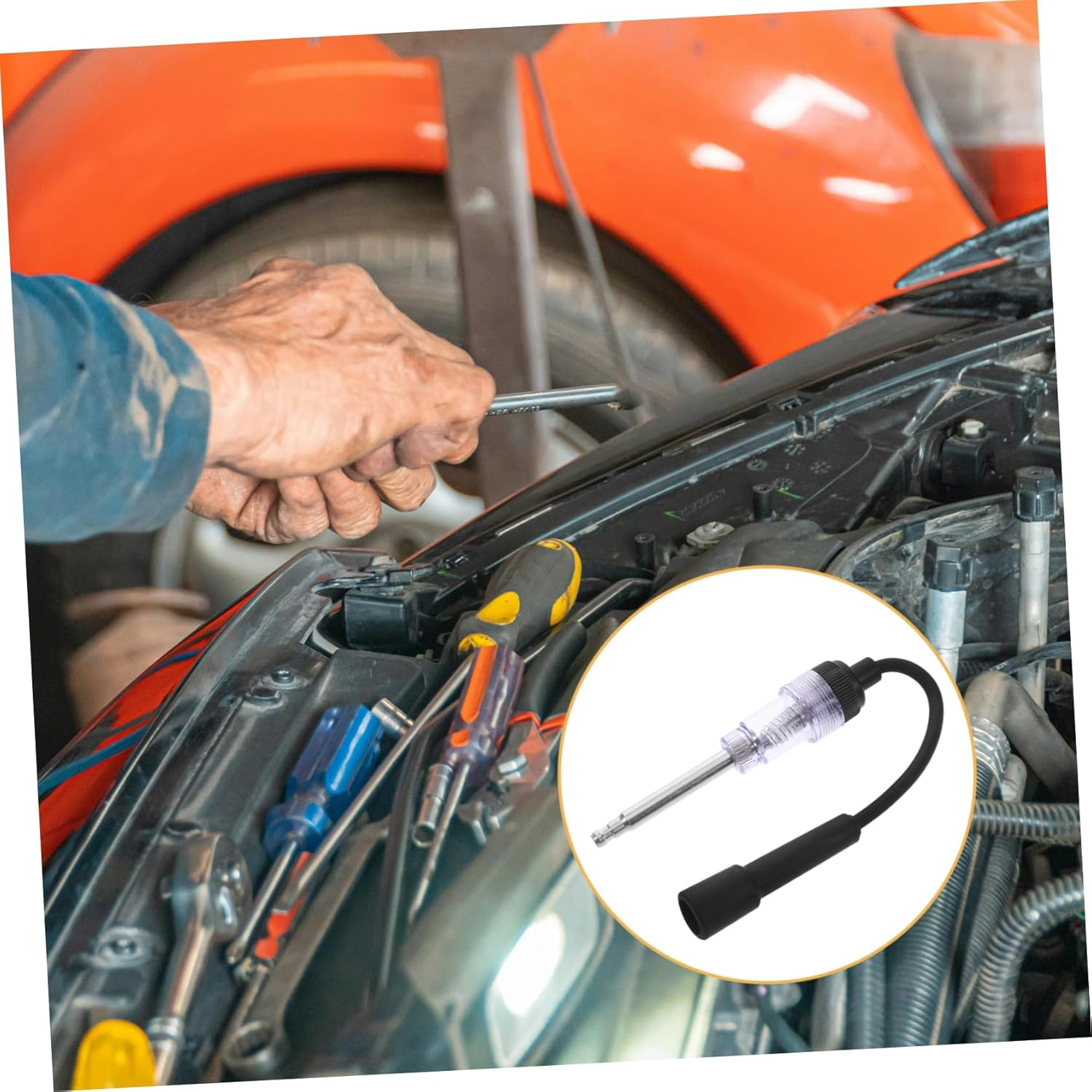 COOLHIYA Inline Spark Plug Ignition Tester Dual-Hole Diagnostic Detector for Automotive Engine Coil Test, Portable Ignition Spark Tester Tool for Car and Lawn Equipment image number 2