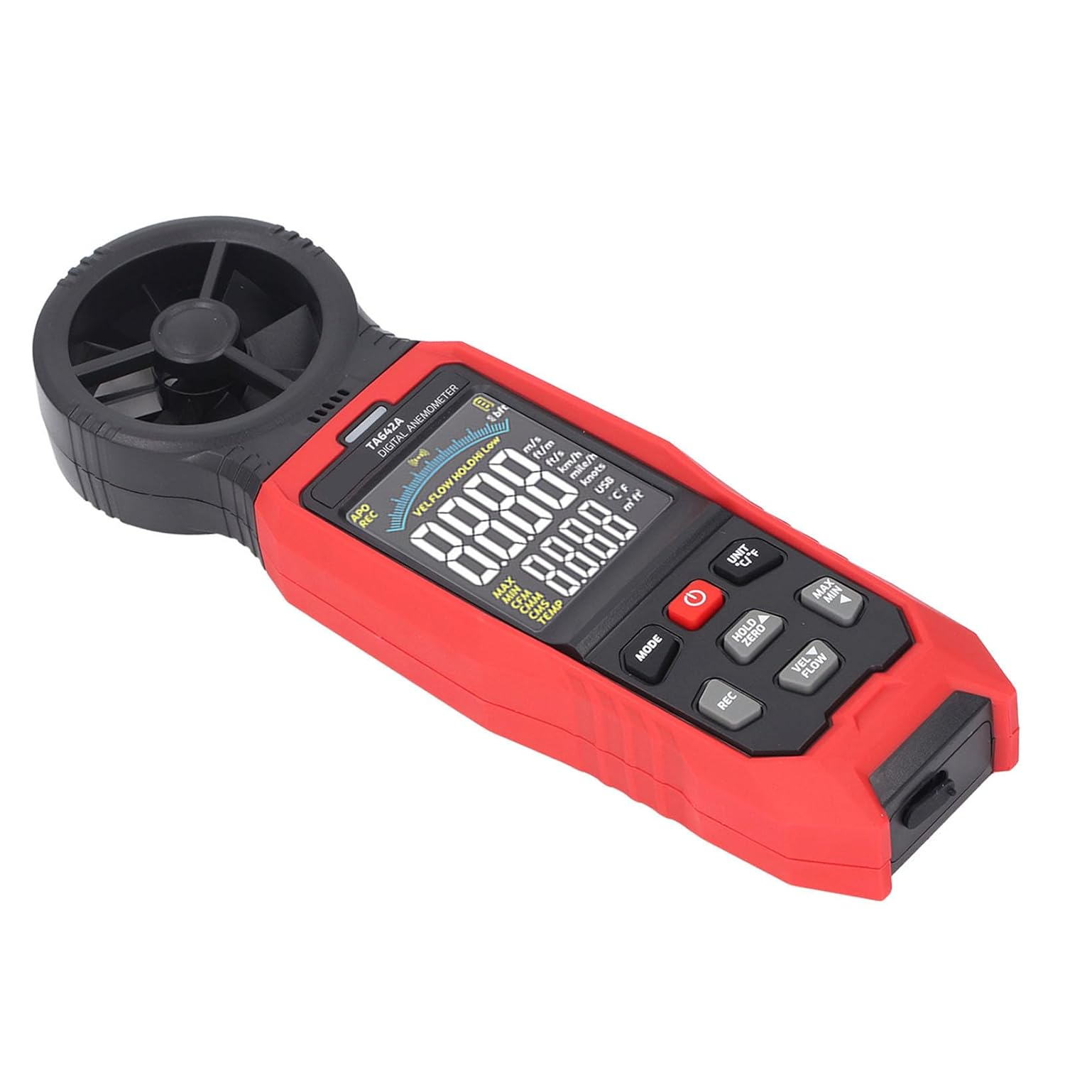 8 Vane/Wing Handheld Anemometer for Wind Speed Temperature Airflow Measurement, Wind Speed Temperature Airflow Measurement with Easy Switching between Units for Data Tracking image number 1