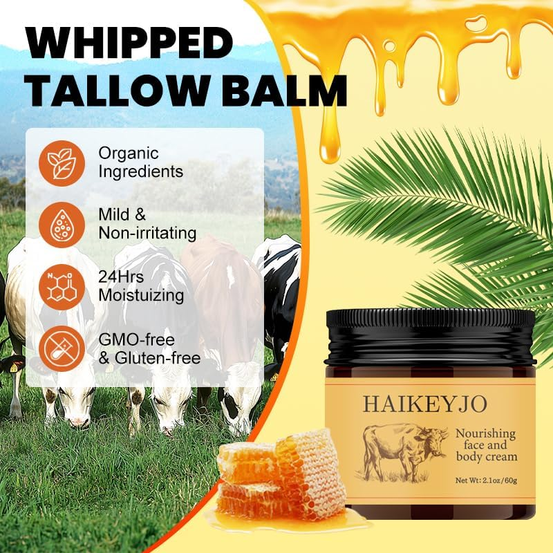 Whipped Beef Tallow Moisturiser for Face, Skin & Body Care, 100% Natural Grass-Fed Evil Goods Beef Tallow Balm - 50G image number 3