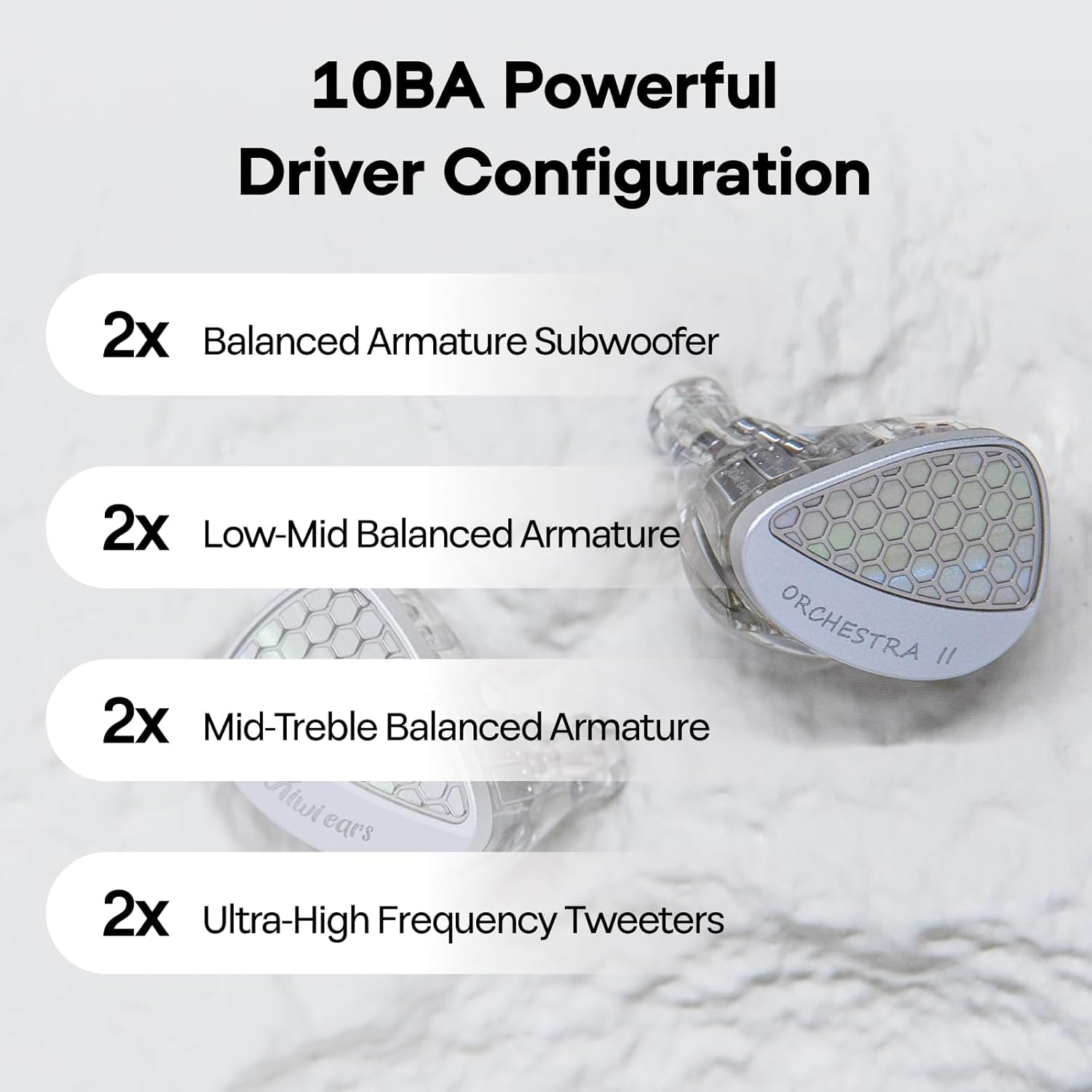 Linsoul Kiwi Ears Orchestra II 10BA Professional In-Ear Monitor, Hifi Wired IEM Earbuds with Superlative Tonal Balance, Handcrafts Shell for All Individuals and Music Genres (Silver) image number 5