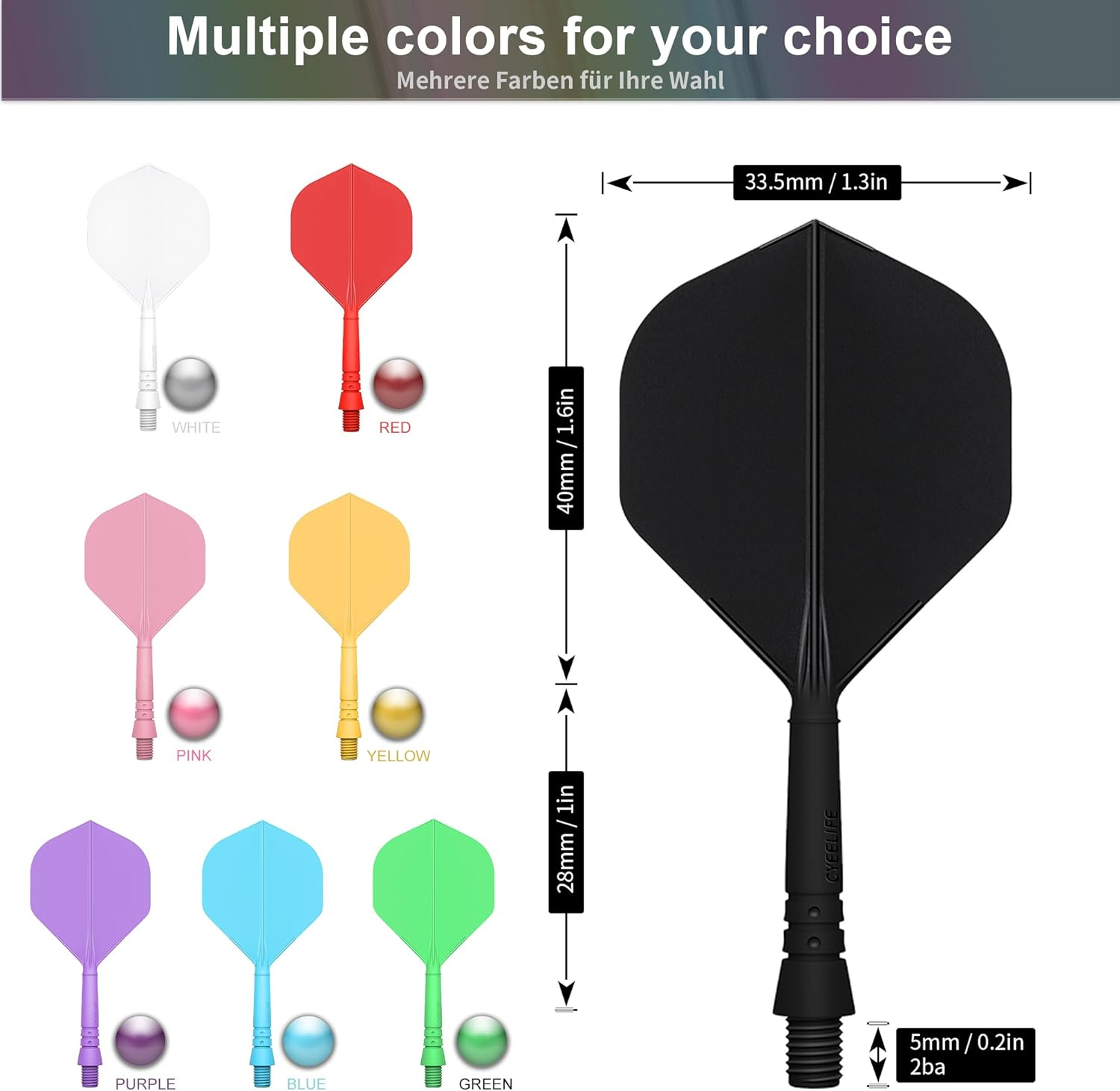 Cyeelife One Piece Dart Shafts and Dart Flights, Dart Accessories Dart Shafts and Flights, Dart Accessories, Set of 3 - Blue-2Ba image number 6