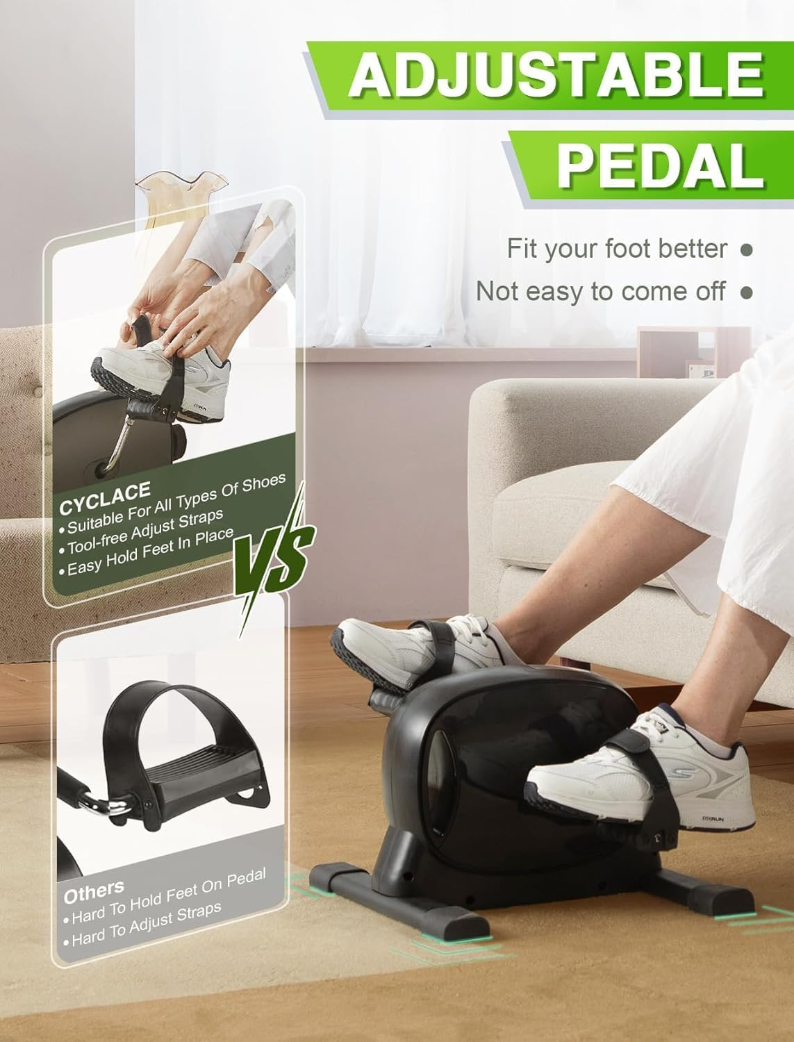 MINYII under Desk Bike Pedal Exerciser for Arm/Leg Exercise - Portable Mini Exercise Bike Desk Cycle,Leg Exerciser for Home/Office Workout image number 6