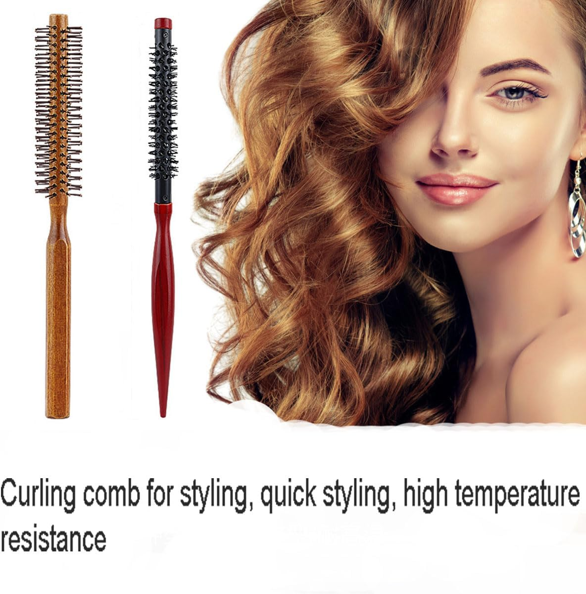 2Pcs Roller Hair Combs,Round Hair Styling Brush Curling Hair Brush for Women and Menfor Thin Hair,Bangs,Beard,Lifting,Curlingsmall round Brush for Blow Drying and Curling image number 3
