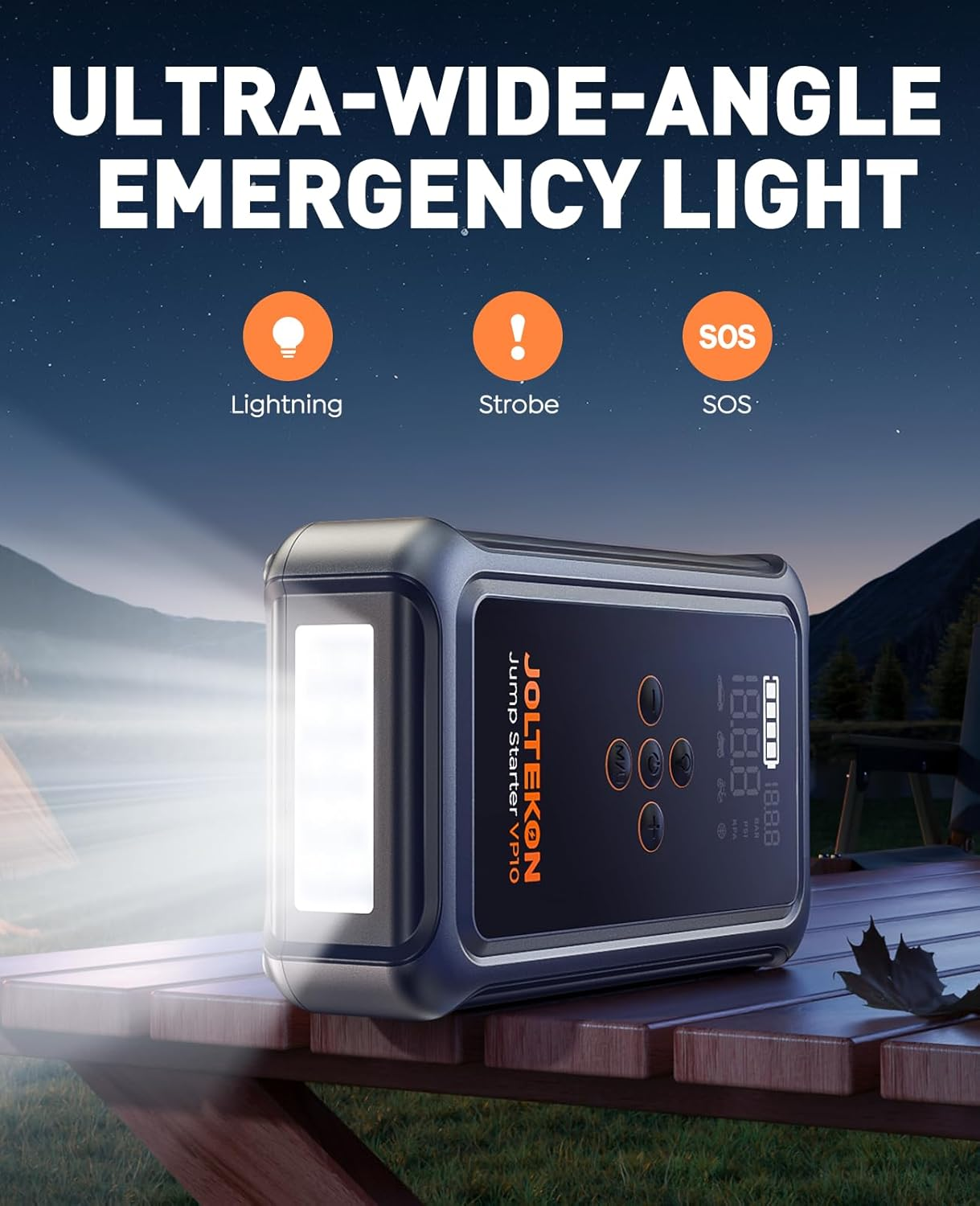 JOLTEKON Car Jump Starter with Air Compressor, 5000A Peak 150PSI Car Battery Jump Starter for All Gas/ 10L Diesel, 12V Car Jumper Starter Power Bank Charger Portable with Display, Emergency Light image number 1