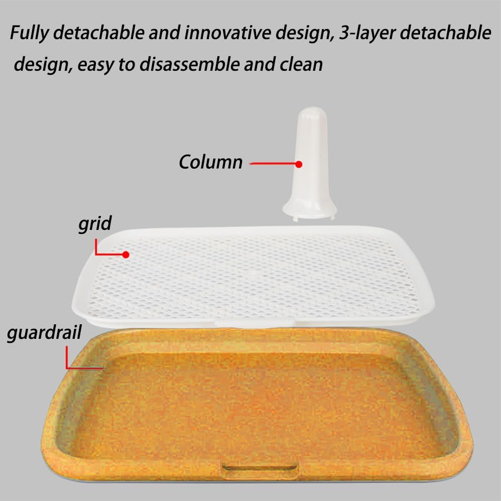Puppy Dog Toilet,Dog Potty Tray Toilet,Pee Mesh Training Tray,Pet Training Toilet Pee Pad Holder for Dogs Doggy,Litter Tray, Low Entry,Open Top Box, Reusable for Indoor Outdoor,Yellow. image number 1