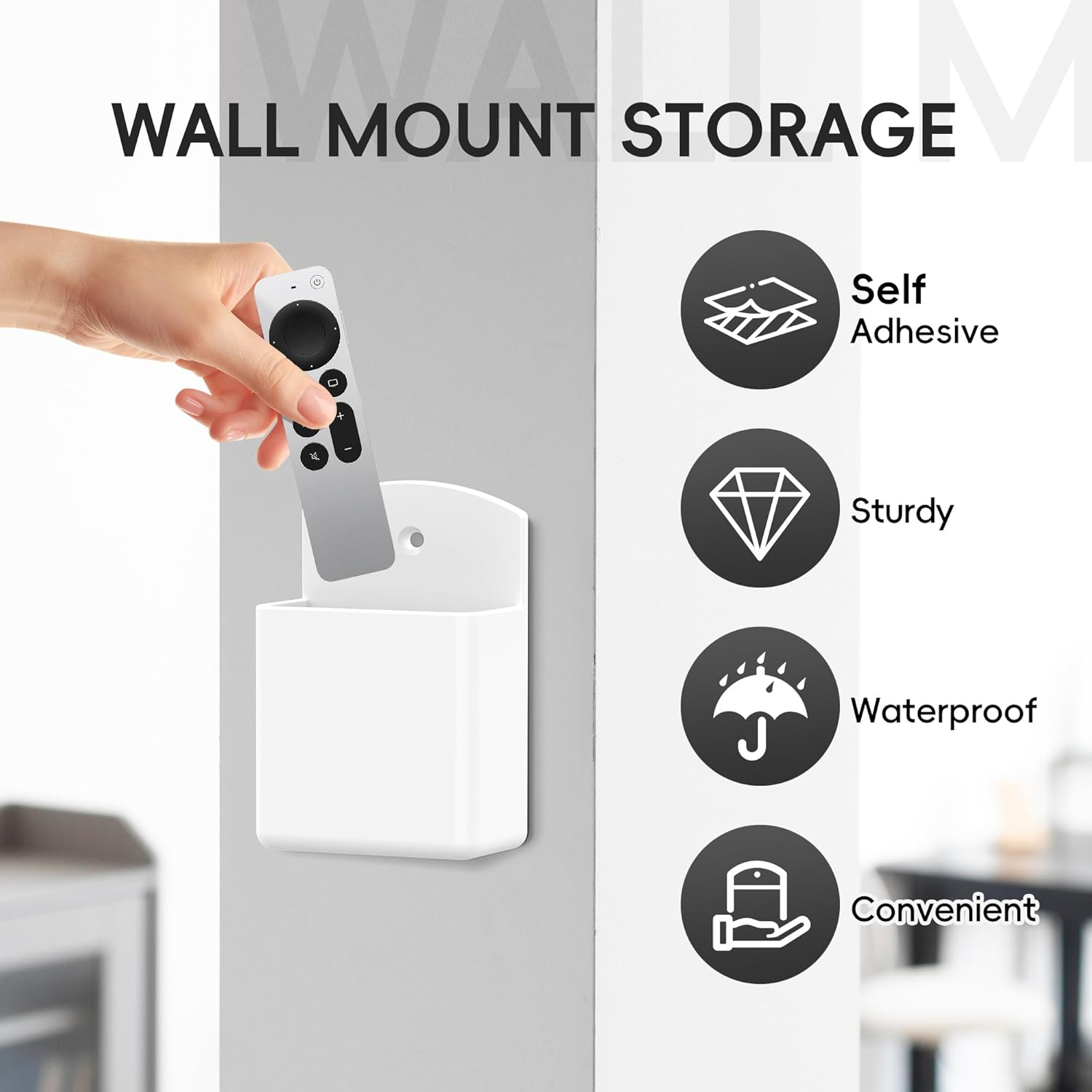 DRQ 2Pc Adhesive Remote Control Holder, Wall Mount TV Controller Holder, TV Remote Organizer, Wall Pen Holder Desk Accessories Storage for Home Office School (2PC White) - 2Pc White image number 5