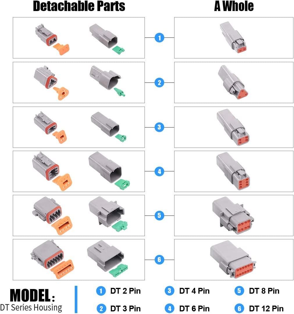 Glarks 30Pcs 2 Pin Way Sealed Gray Male and Female Auto Waterproof Electrical Wire Connector Plug 22-16AWG Connector for Motorcycle, Scooter, Car, Truck, Boats image number 2
