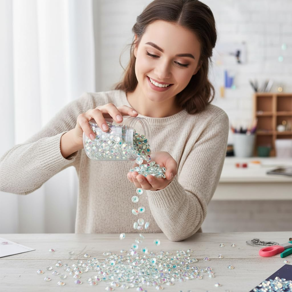 1440Pcs 4.8Mm Clear AB Rhinestones for Nail Art, Compatible with UV/LED Lamp, Transparent Nail Gems for DIY Crafts - Ruibex