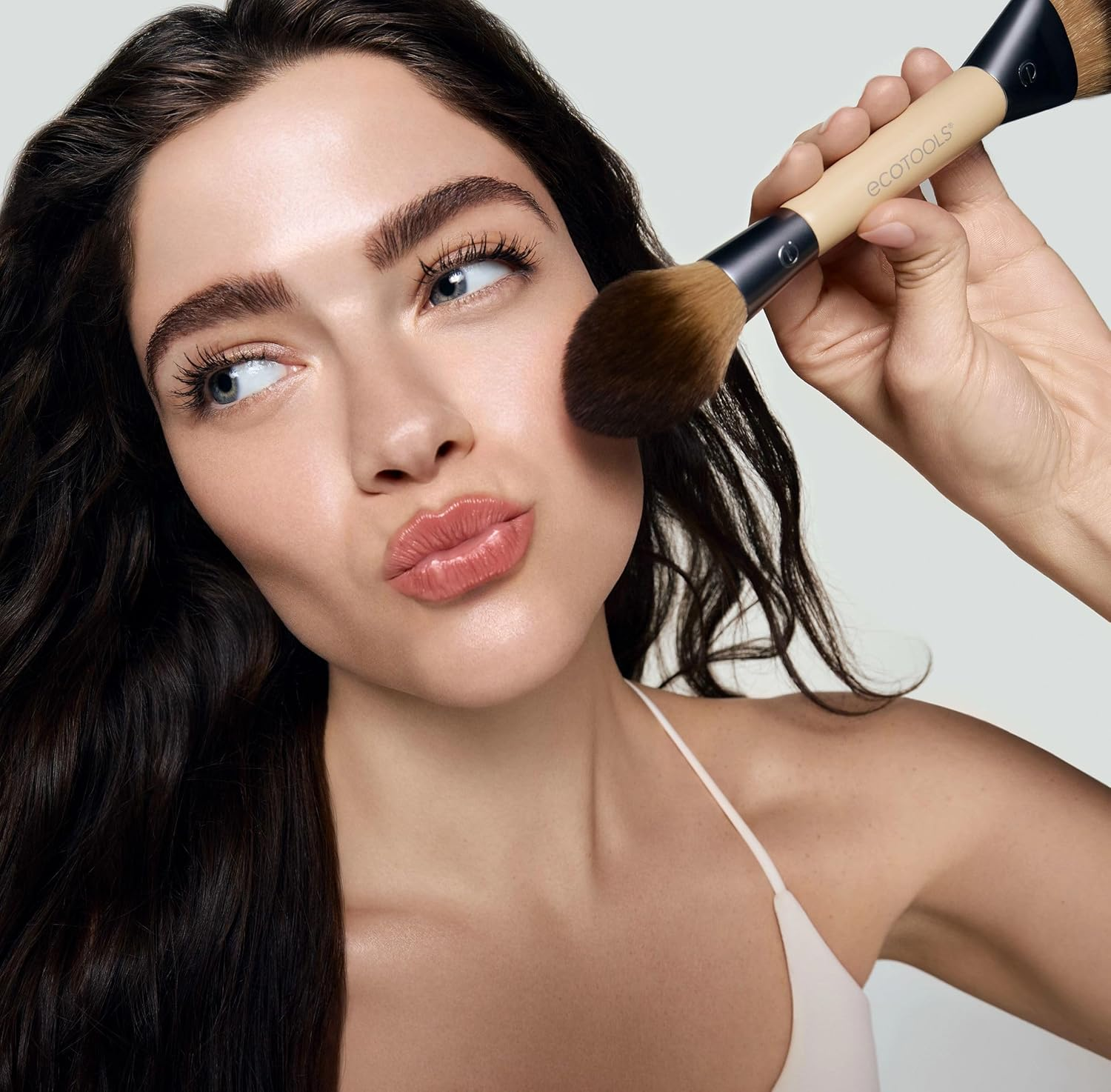 Ecotools Sculpt + Bronze Dual-Ended Makeup Brush, Fluffy Bronzer & Dense Contour Brush for Liquid, Cream & Powder Face Makeup, Travel-Friendly, Vegan & Cruelty-Free, Eco-Friendly Handle, 1 Count image number 1