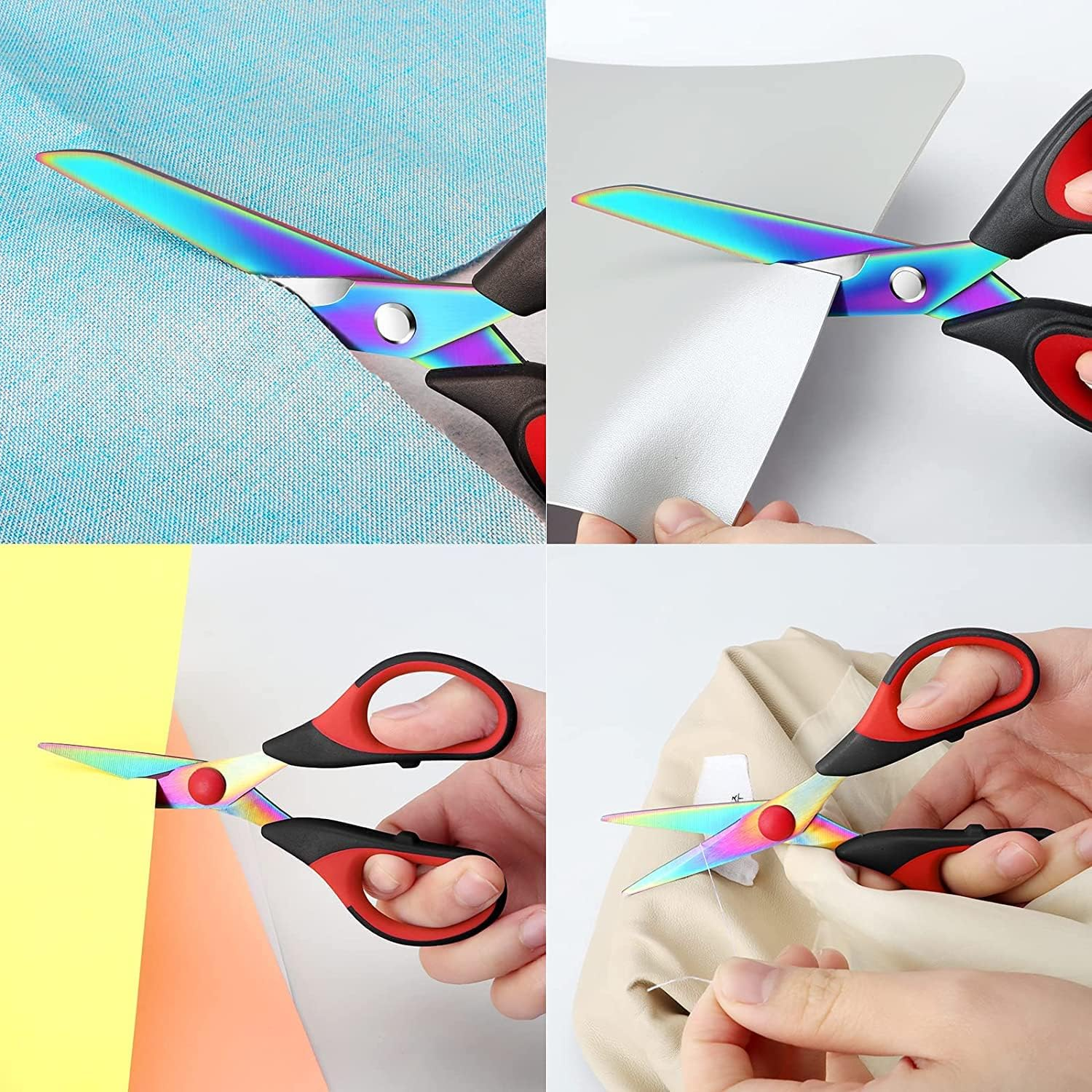 ZXUY Craft Scissors Sharp Blades Fabric Scissors Rubber Soft Grip Handle Multipurpose Scissors Suitable for Sewing/Arts/Crafts/Office/School and Home (Black 2Pcs) image number 3