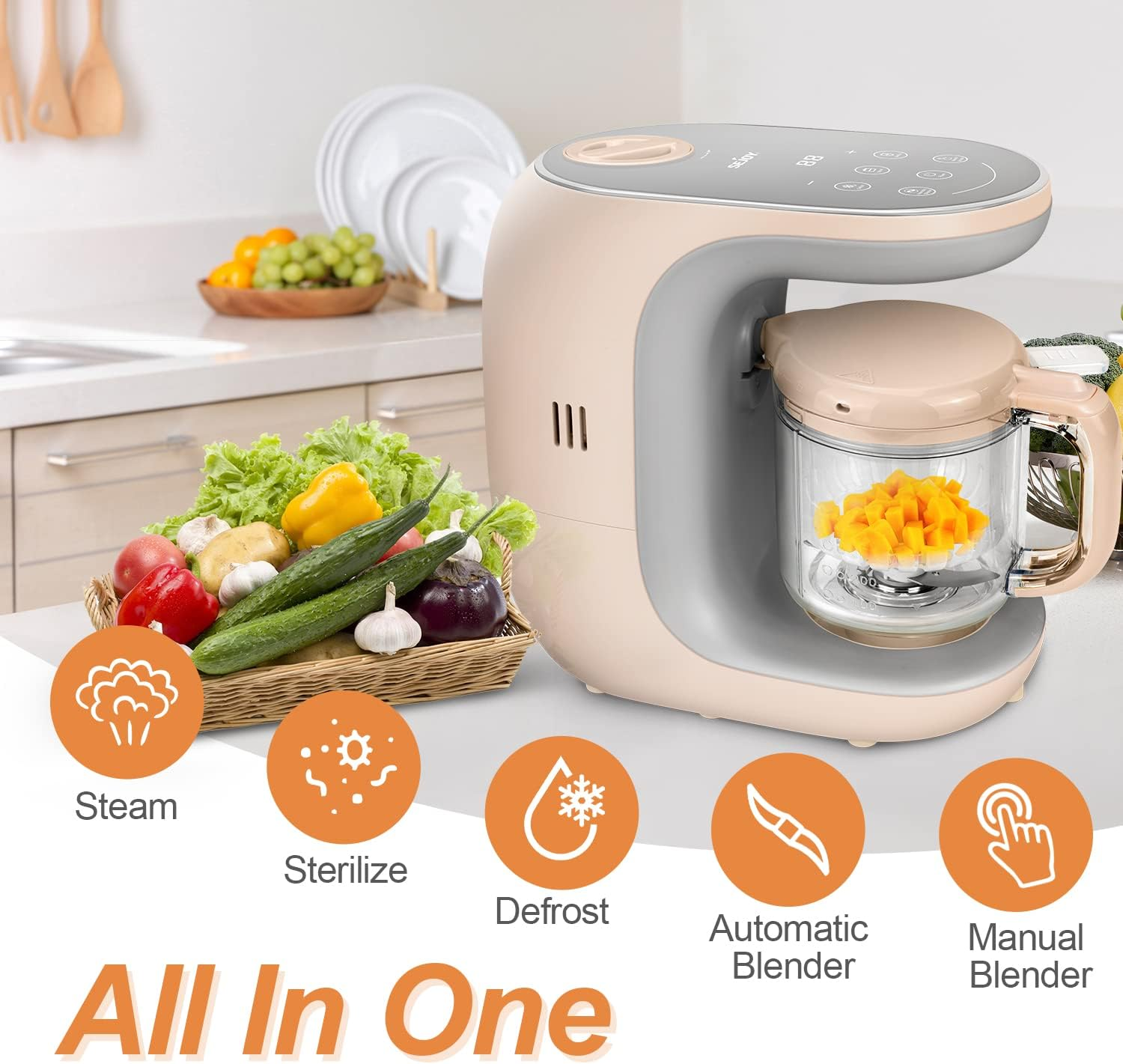 Baby Food Maker Baby Food Processor Blender Grinder Steamer Cooks Blends Healthy Homemade Baby Food in Minutes Touch Screen Control image number 5