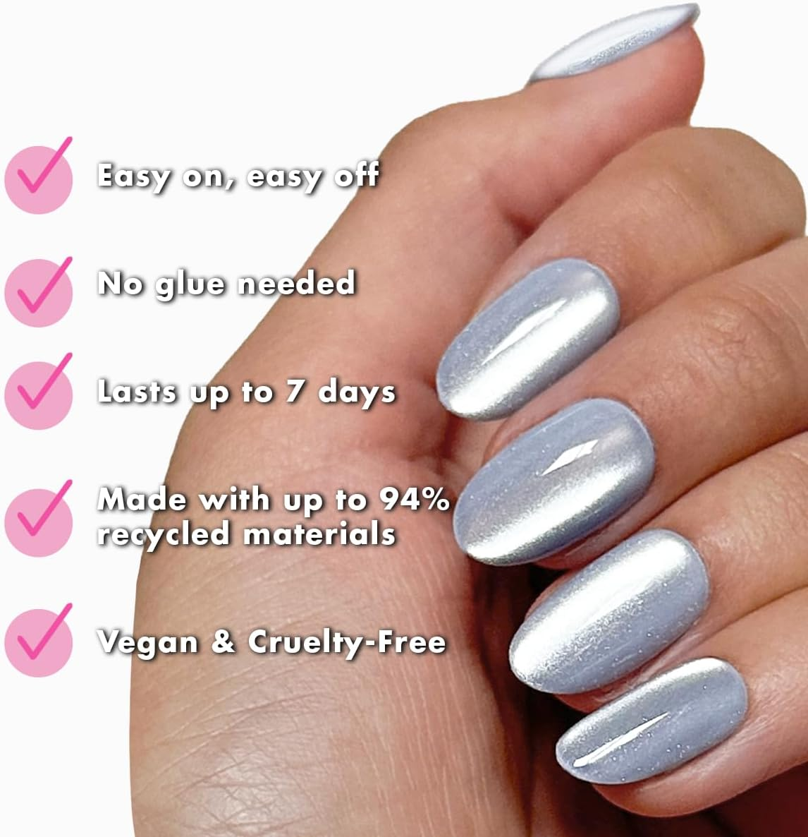 Olive & June Super Stick Hands - Press on Nails - Oval Medium - No Glue Needed - 32 Tabs in 16 Sizes - Non-Toxic - Easy to Apply, No Harmful - Realistic Look - 7 Days - Bp Velvet image number 4