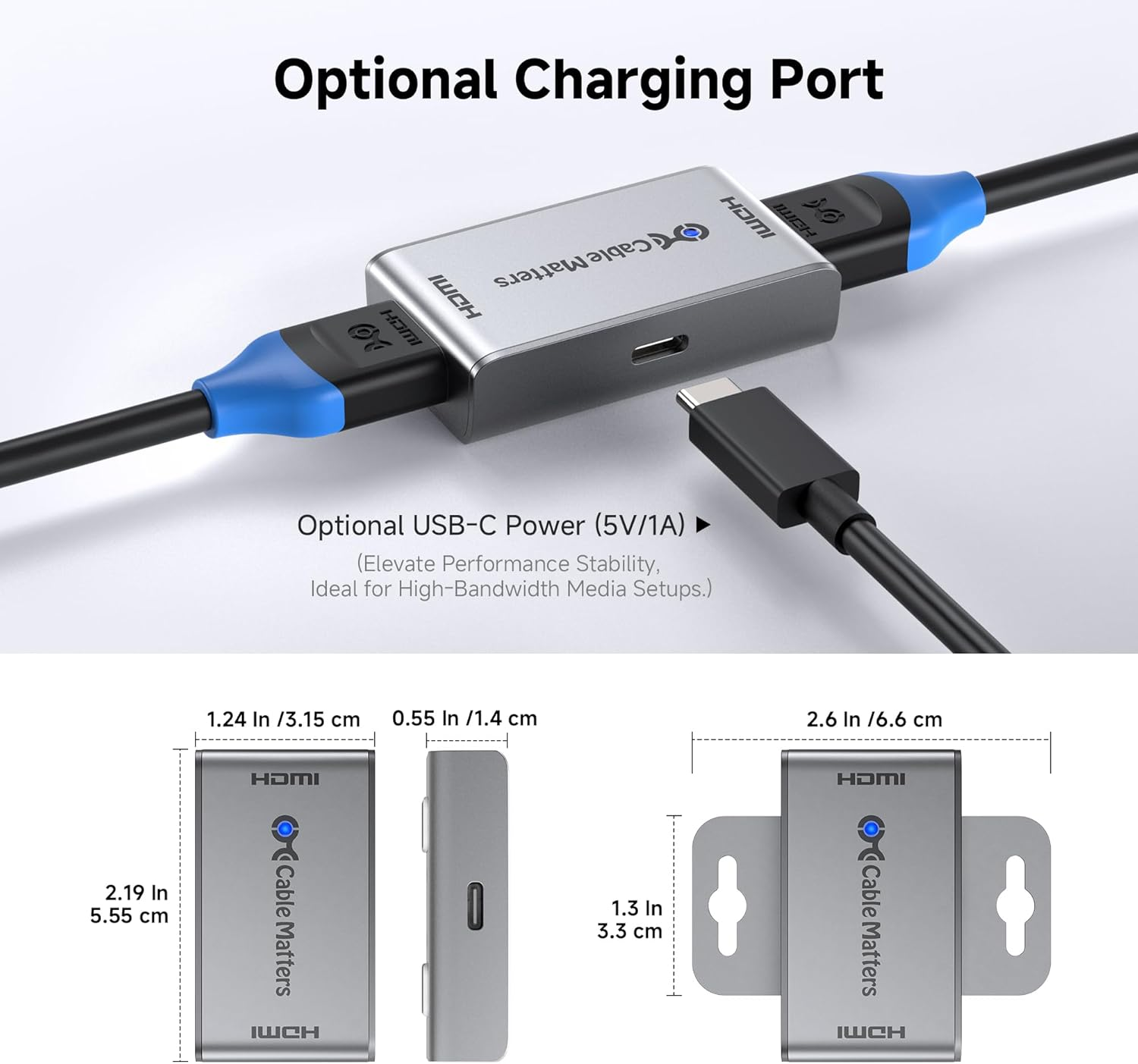 Cable Matters Active 8K HDMI 2.1 Repeater Coupler (Female to Female), Wall-Mount HDMI Signal Booster, 8K@60Hz 4K@240Hz HDR Earc, for PS5 Xbox Series X|S Apple TV image number 3