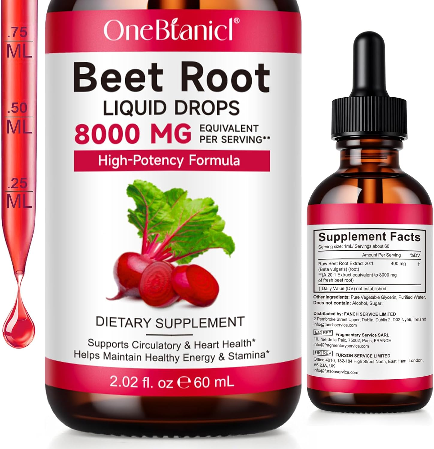Beet Root Liquid Drops 60Ml | 20:1 Concentrated Liquid Extract | 400Mg Beet Root Extract per Serving | Equivalent to 8000Mg Fresh Beetroot | Vegan, Alcohol-Free, Sugar-Free image number 6