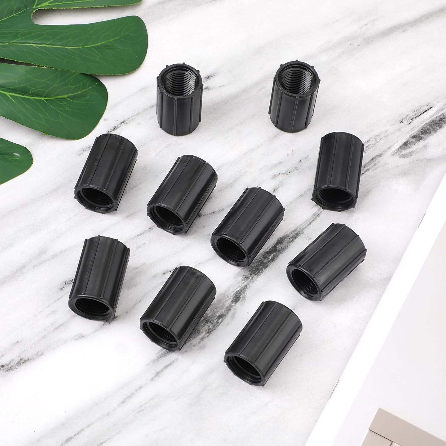 PEUTIER 10Pcs 1/2 Inch Female Threaded PVC NPT Connector, Double Female Thread Coupling Sprinkler Pipe Riser Adapter Irrigation System Accessories for Yard Lawn Garden