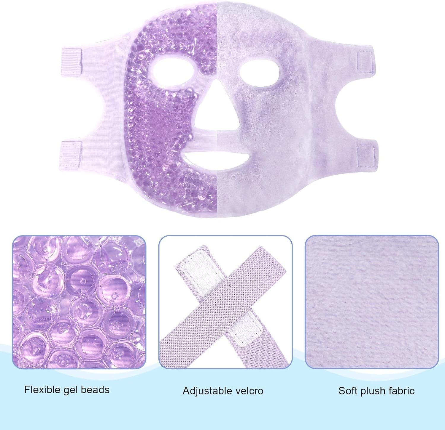 Colding Ice Face Mask and Cooling Eye Mask for Puffy Eyes & Migraine Relief, Gel Eye Mask, Cool Face Masks for Dark Circles, Eye Surgery, Sleeping, Pressure, Headaches, Skin Care (Purple) image number 5