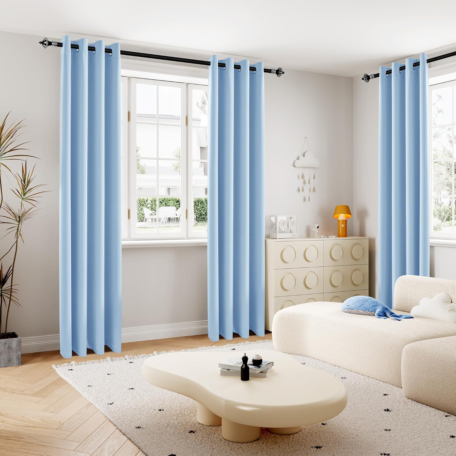 DUALIFE Light Sky Blue Curtains for Bedroom, 63 Inch Length, 2 Panels Sets - Thermal Insulated Room Darkening Curtain Draperies with Grommet for Nursery (42 X 63 Inch, 2 Panels) image number 5