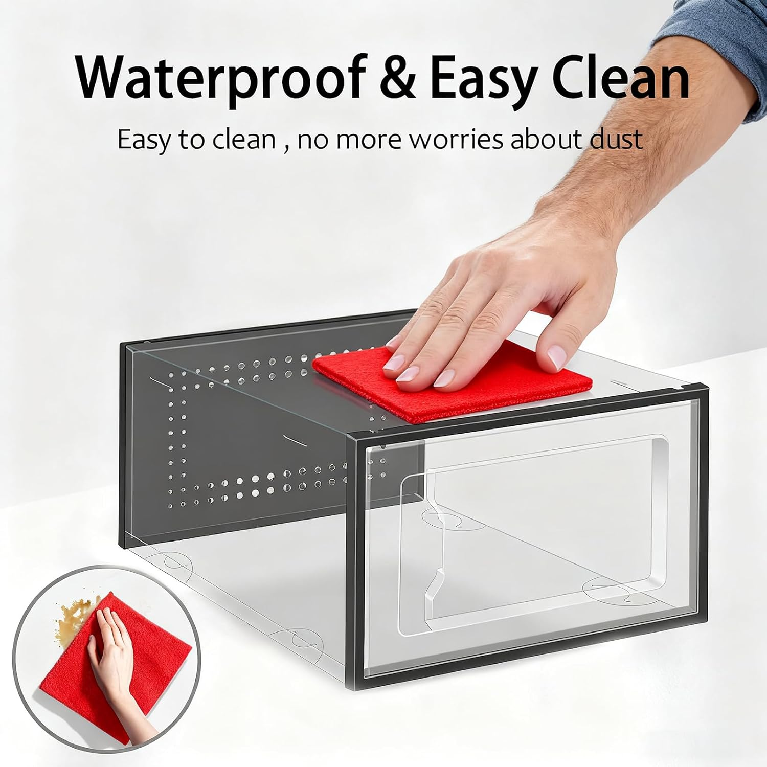 Xoxel 12-Pack - Large Shoe Storage Box, Clear Dustproof Stackable & Foldable Organizer Dust-Free Closet Space Saver with Ventilation（Black） image number 1