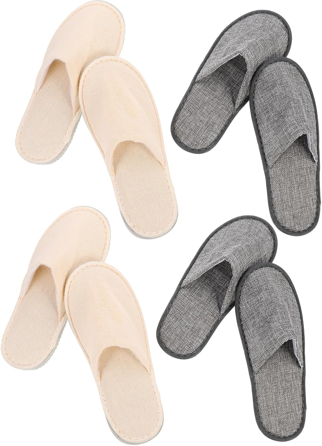 Ipetboom 4Pairs Women Non-Slip Folding Slippers Travel Household Plane Travel Essentials Comfortable for Business Trip image number 2