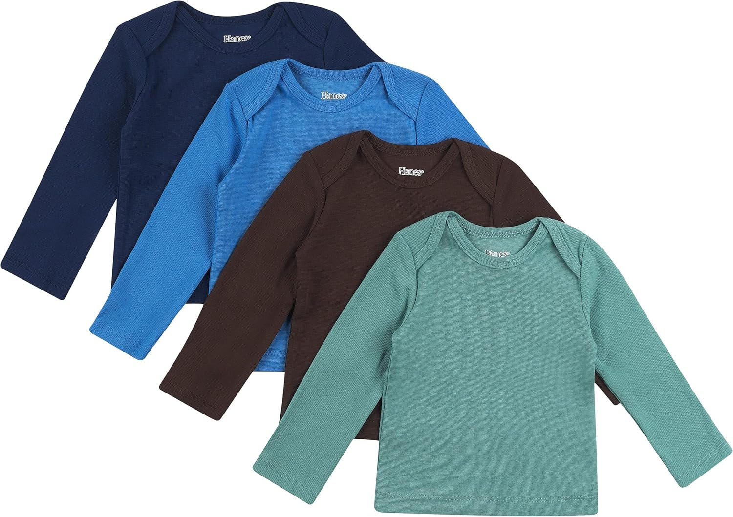 Hanes Baby Long Sleeve T-Shirt, Ultimate Flexy Knit Tee for Boys & Girls, 4-Pack