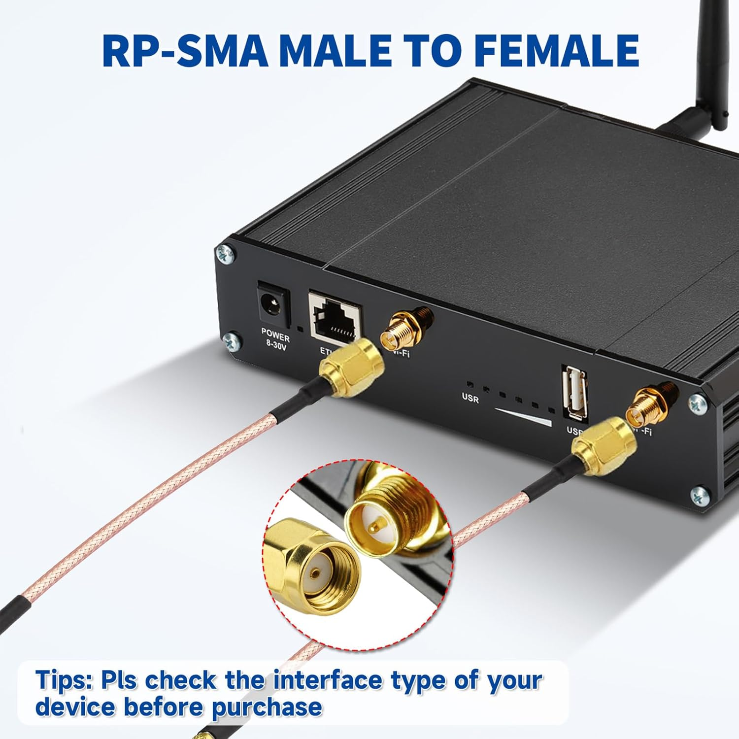 Bingfu Wifi Aerial Antenna Extension Coaxial Cable RP-SMA Male to RP-SMA Female RG316 30Cm (2-Pack) for Wifi Router Extension and Security Camera Wireless PCI Express PCIE Network Card Wifi Adapter