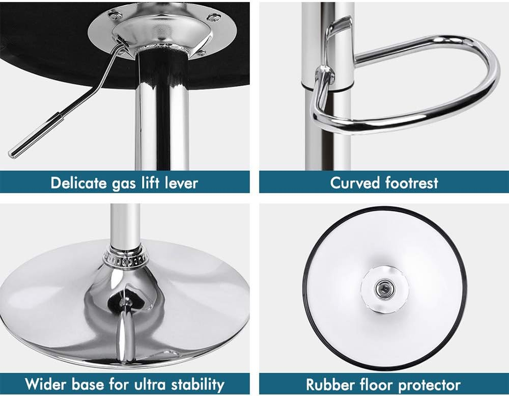 ALFORDSON Bar Stool 2X Adjustable Kitchen Barstools Luna Swivel Counter Dining Chairs in 54-75Cm Seat Height Home Bar Dining Room Furniture image number 4