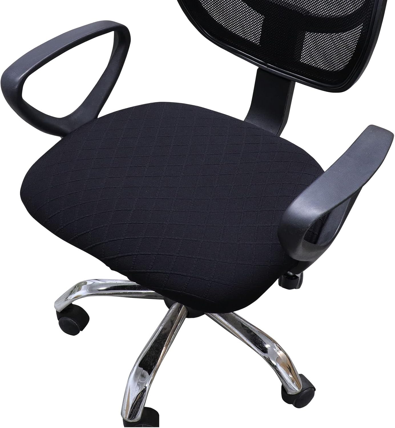 Melaluxe Stretch Jacquard Office Chair Cover, Removable Washable Desk Chair Cover Rotating Chair Seat Slipcover, Black image number 1