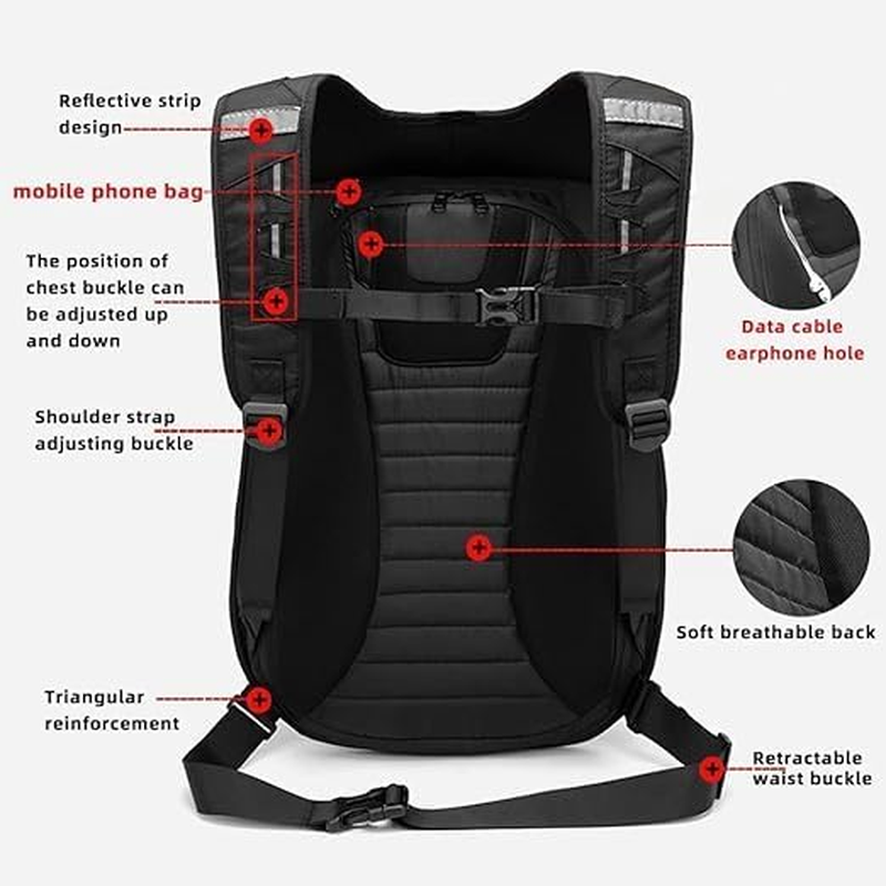 Motorcycle Backpack Waterproof Hard Shell Backpack - Carbon Fiber Motorbike Helmet Backpack Waterproof Large Capacity - Riding Laptop Bag for Travelling Camping Cycling Storage Bag image number 3