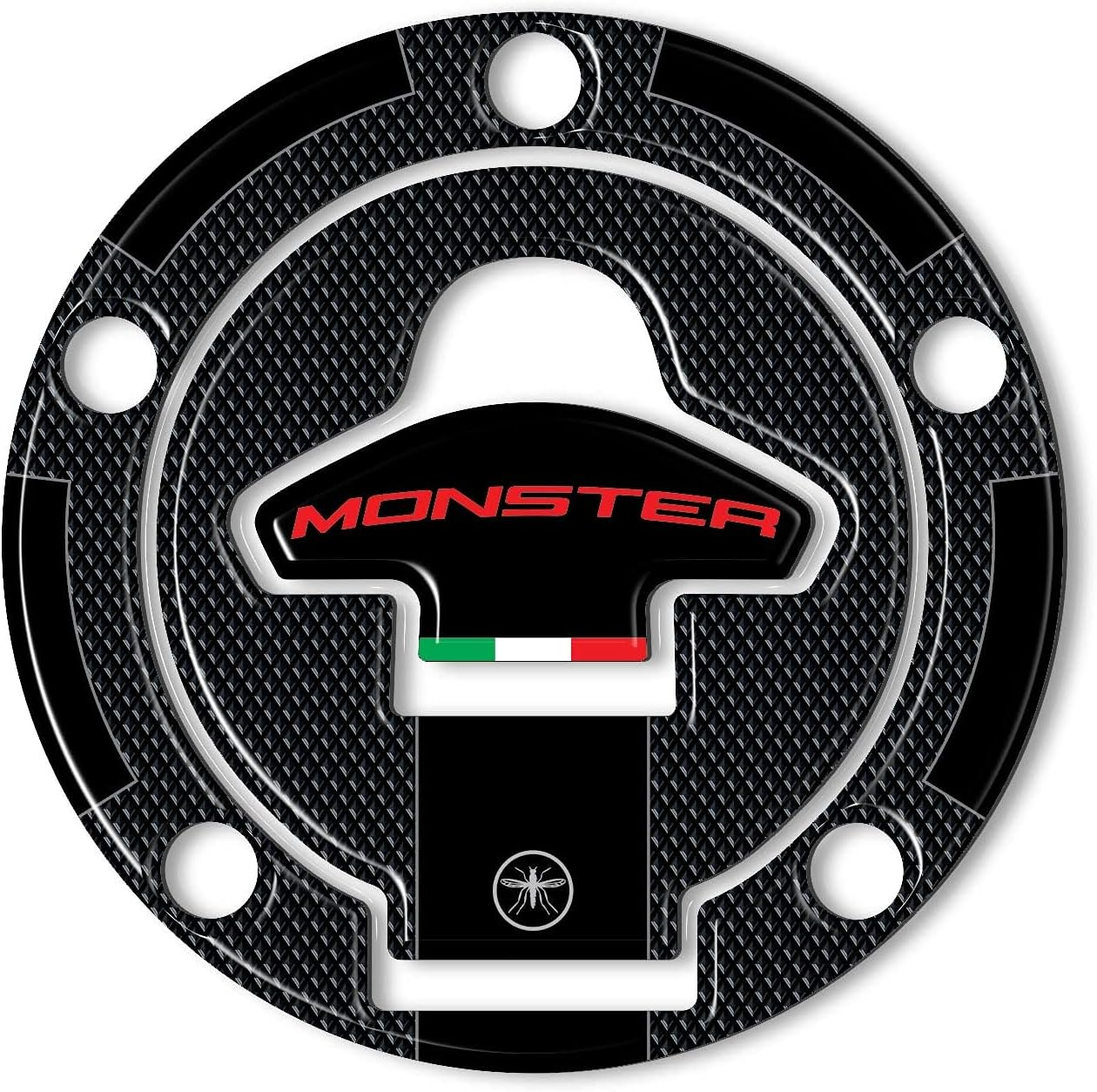Labelbike - Sticker 3D Motorcycle Tank Cap Protection and Decoration in Resin Compatible with Ducati Monster 620 | 800 | S2R 800 | S2R 1000 | S4 | S4R | S4RS | 695 | 821 | 1200S | 1200R | 797 | 937