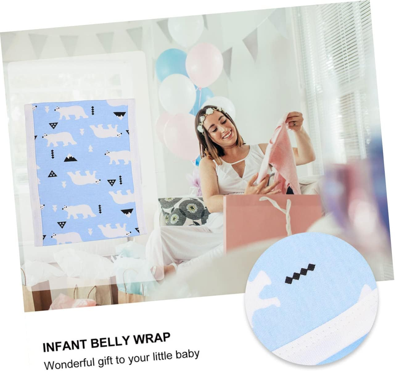 Newborn Cotton Belly Band Baby Navel Cord Protector Soft Comfortable Belly Belt Autumn Winter 80 Size Blue Polar Bear for Infant Wrap image number 2
