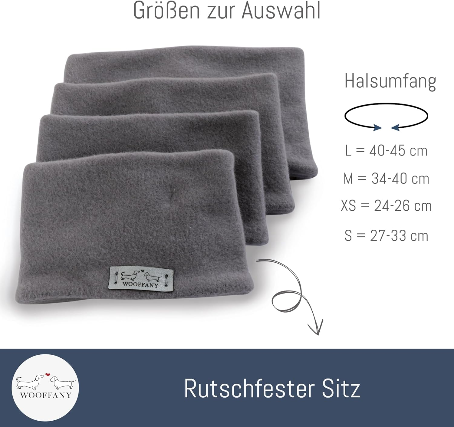 WOOFFANY Sarah Design Loop Scarf - 100% Cotton Fleece - Washable at 30&deg; - for Small Dogs to Medium Dog Breeds - Handmade in Germany