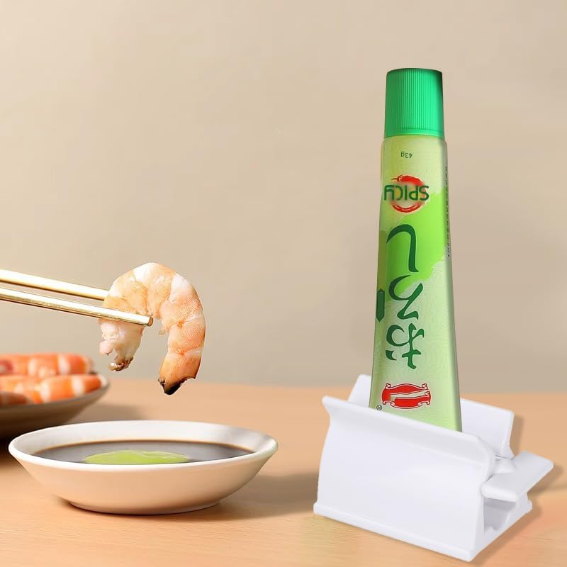 Toothpaste Squeezer Set 2Pcs Rolling Tube Toothpaste Seat for Bathroom Accessories White image number 6