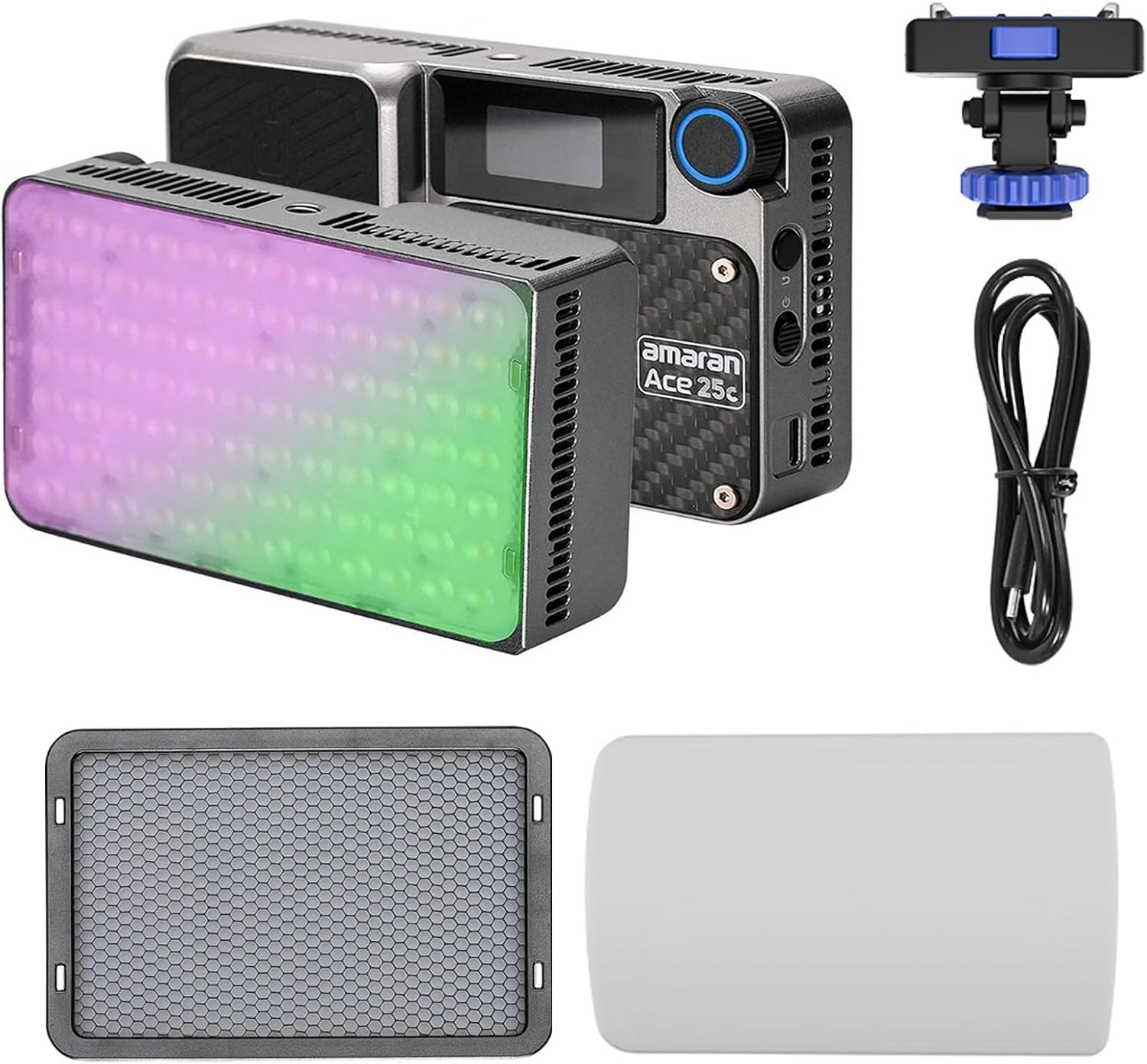 Amaran Ace 25C RGB LED Video Light, Full Color 2300-10000K Bi-Color,4500Mah Rechargeable Battery & PD Fast Charging,Portable for Photography/Filmmaking/Vlogging (Silver)
