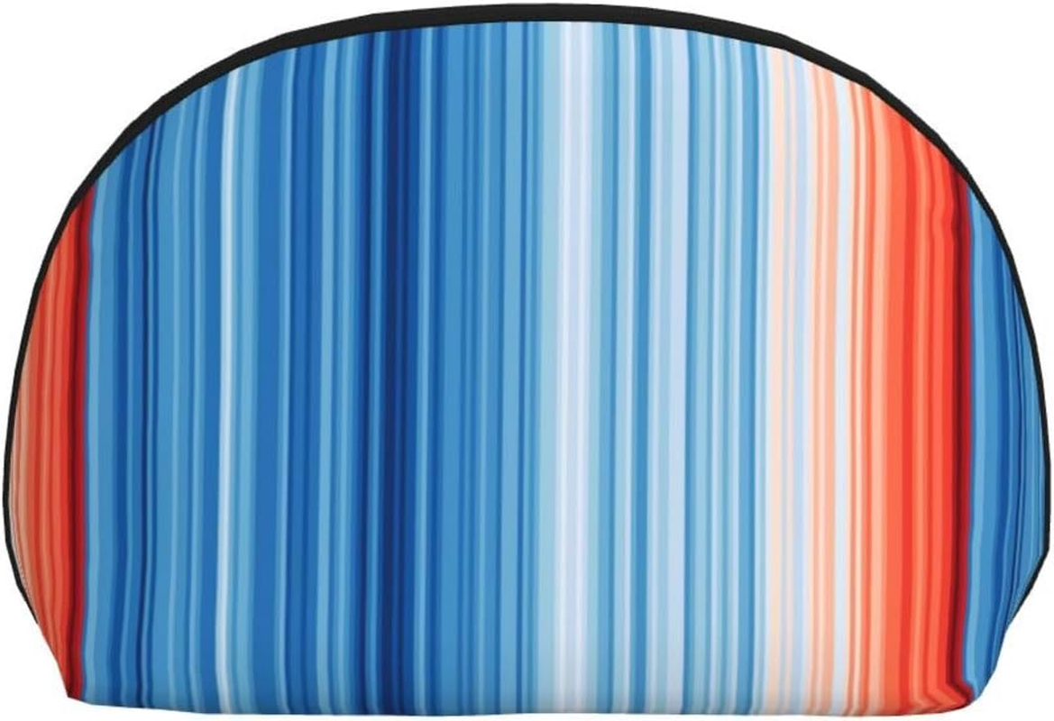 Cozimangoe Coin Pouch Makeup Bags Set, 2 Piece Shell Shape Cosmetic Bag with Pockets for Daily Travel Handbag Lipstick Keys Toiletry, Personalized Climate Stripes image number 3