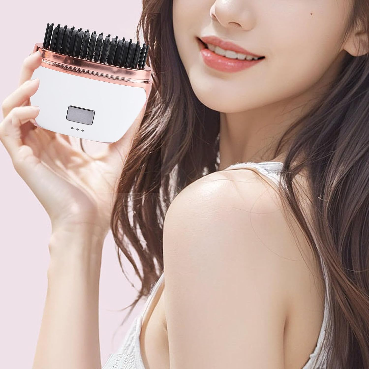 Cordless Hair Straightener Brush, Rechargeable Mini Hair Straightener Comb MCH Ceramic Heating, 3 Temperature Settings, Portable Pocket Size Hair Brush for Travel image number 5